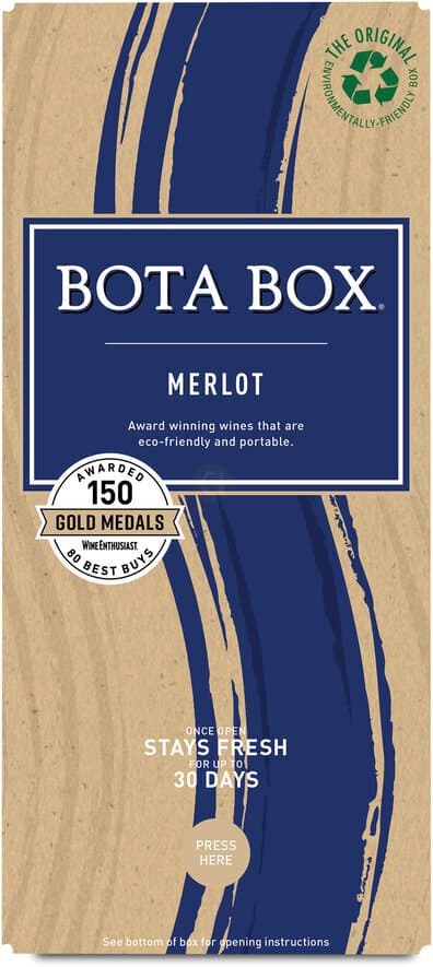 Bota Box Merlot Red Wine, 3L (Equals 4 x 750mL Glass Bottles), 13.5% ABV, 3L