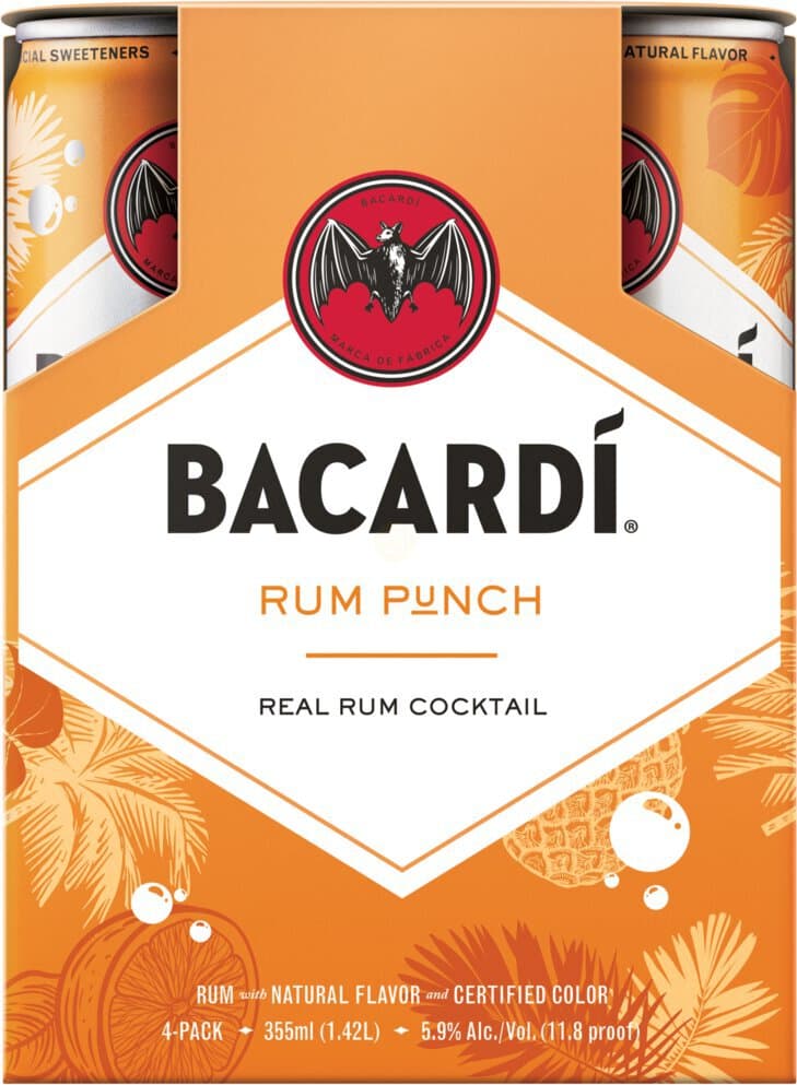 BACARDI Rum Punch Ready to Drink Real Rum Cocktail, 355mL
