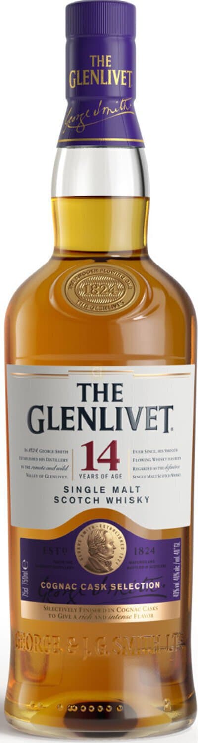 The Glenlivet Cognac Cask Selection 14 Year Old Single Malt Scotch Whisky, 750mL