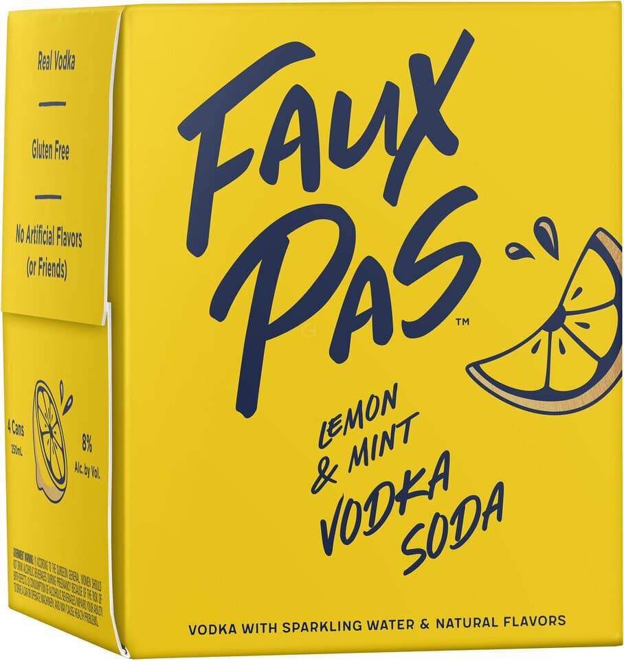Faux Pas Lemon and Mint Vodka Soda (Pack of 4)