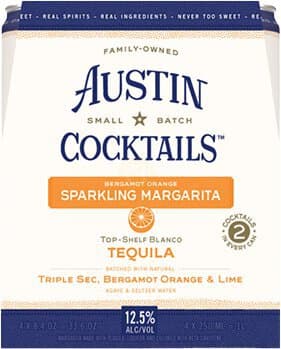 Austin Cocktails Sparkling Bergamot Orange Margarita RTD Cocktail Cans, 250mL