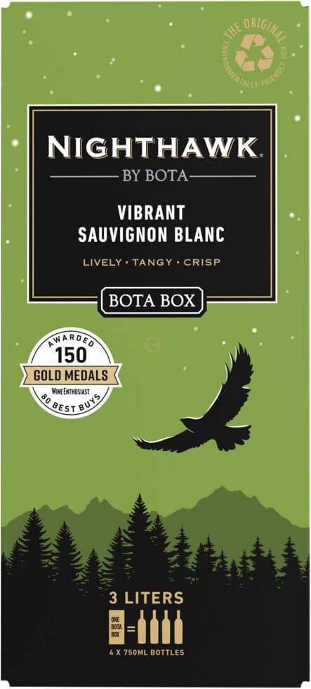 Nighthawk by Bota Box Vibrant Sauvignon Blanc White Wine, 3L (4 x 750mL Glass Bottles), 13.5% ABV