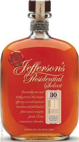 Jefferson's Presidential Select 30 Years Old Straight Bourbon Whiskey
