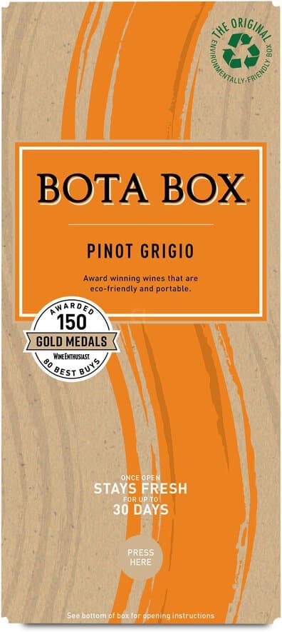 Bota Box Pinot Grigio White Wine, 3L (Equals 4 x 750mL Glass Bottles), 12% ABV, 3L