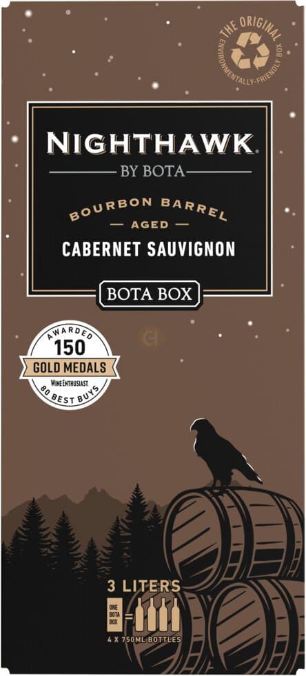Nighthawk by Bota Box Bourbon Barrel Cabernet Sauvignon Red Wine, 3L (4 x 750ml Glass Bottles), 14.5% ABV, 3L