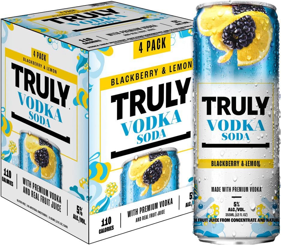Truly Vodka Soda Blackberry & Lemon RTD Cocktail Cans, 355mL