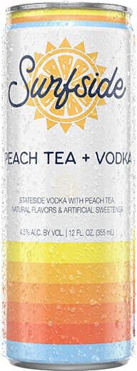 Surfside Peach Iced Tea Vodka Soda RTD Cocktail Cans, 355mL