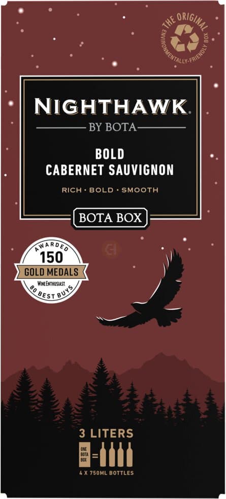 Nighthawk by Bota Box Bold Cabernet Sauvignon Red Wine, 3 L (4 x 750ml Glass Bottles), 13.5% ABV, 3L