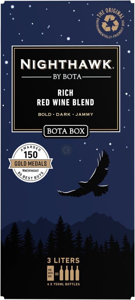 Nighthawk by Bota Box Rich Red Wine Blend, 3L (equals 4 x 750ml Glass Bottles), 13.5%, 3L
