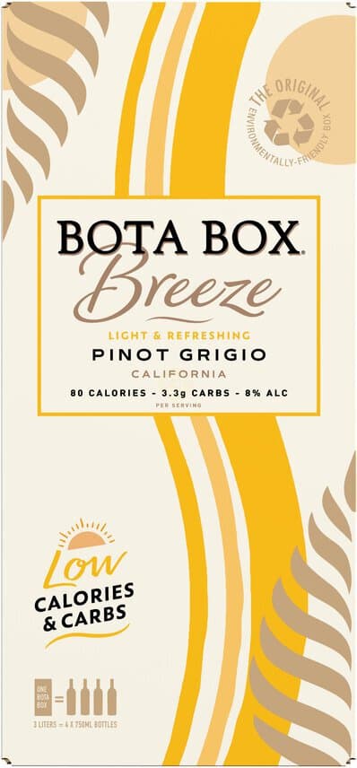 Bota Box Breeze Pinot Grigio White Wine, 3 L (Equals 4 x 750mL Glass Bottles), 8% ABV, 3L